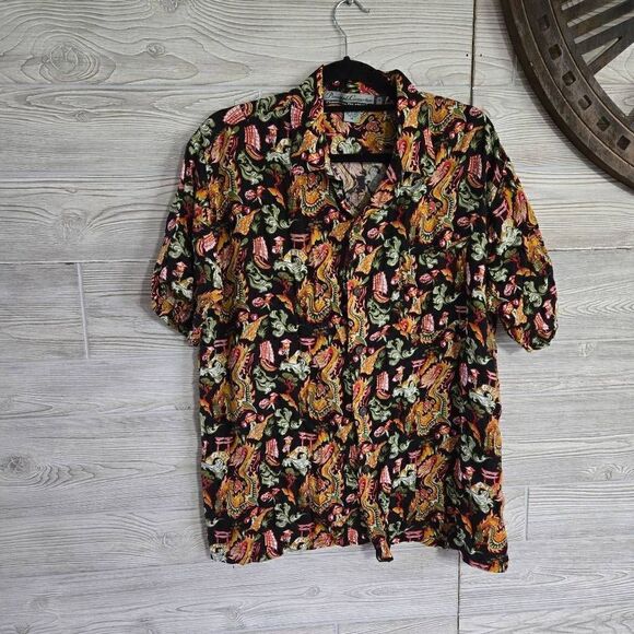 Pineapple Connection Dragons Buttons Down Mens SZ M - Picture 1 of 5